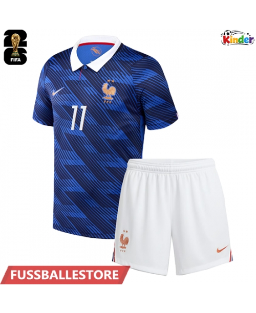 Günstige Frankreich Michael Olise #11 Heimtrikotsatz Kinder WM 2026 Kurzarm (+ Kurze Hosen)